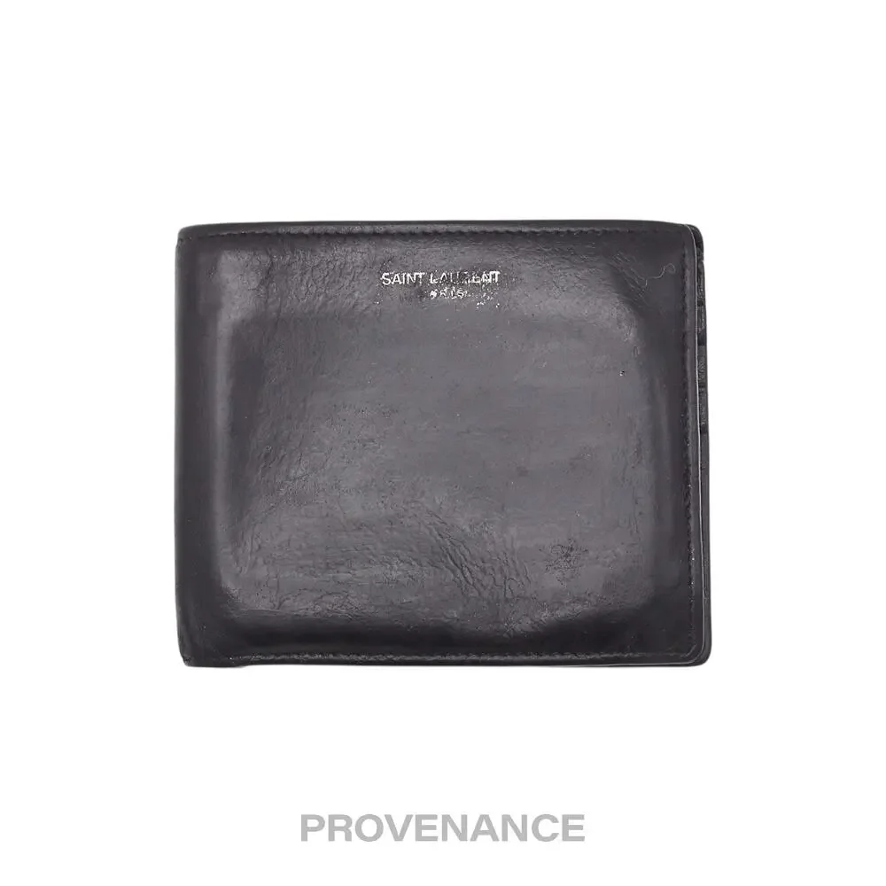 🔴 Saint Laurent Paris SLP Logo Bifold Wallet - Black